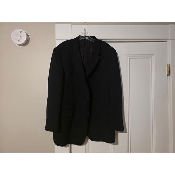 Kenneth Cole Blazer Mens 42R Dark Black Wool Blend Stretch Sports Coat Jacket - Picture 1 of 10